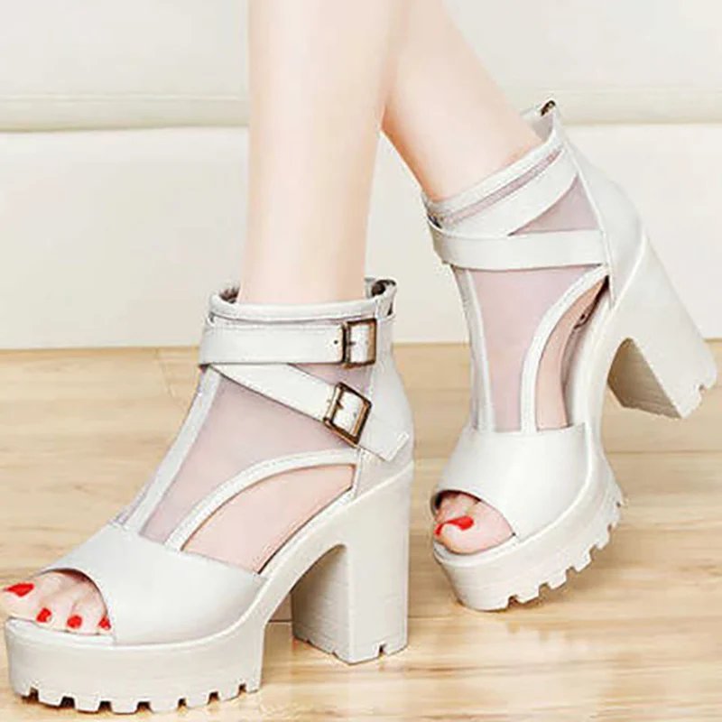 

2020 new summer waterproof platform thick with fairy wind sandals women's shoes summer thick bottom Roman fish mouth high heels