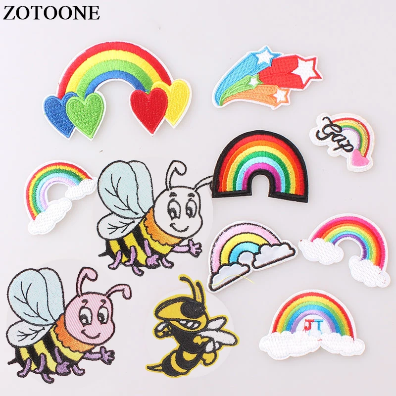 ZOTOONE мультфильм Радуга Любовь Сердце шитье на двусторонние нашивки для одежды