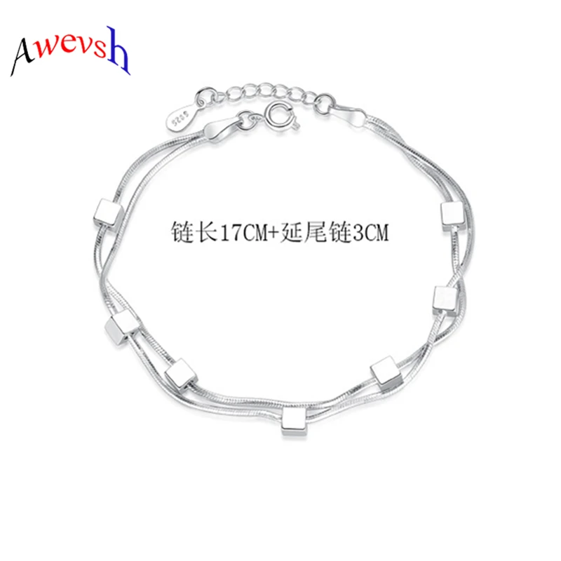 Awevsh классические пятиконечные/Круглые бусины/квадратный серебряный цвет 925