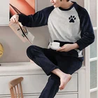 Пижама Мужская теплая Пижама Мужская Фланелевая Зимняя Толстая Пижама Мужская Повседневная зимняя пижама с длинным рукавом флисовая Пижама XXXL