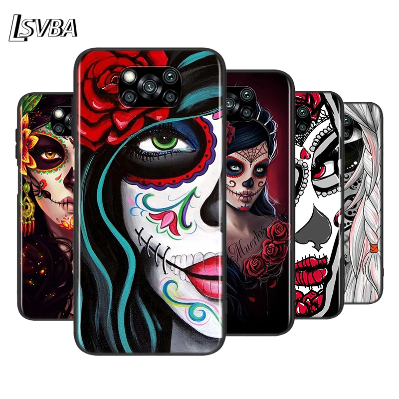 Flower Skull Lady Man For XiaoMi Poco X2 X3 NFC M2 M3 F1 F2 C3 Pro Mi Mix 3 Play A3 A2 A1 CC9E CC9 5X 6X 5 6 Lite Phone Case