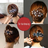korean style rhinestone flower hairpin ladies dovetail clip crystal hair accessories fashion exquisite headwear