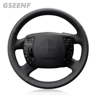for citroen c5 2008 2017 car steering wheel cover black hand stitched wearable genuine leather diy steering wheel cover
