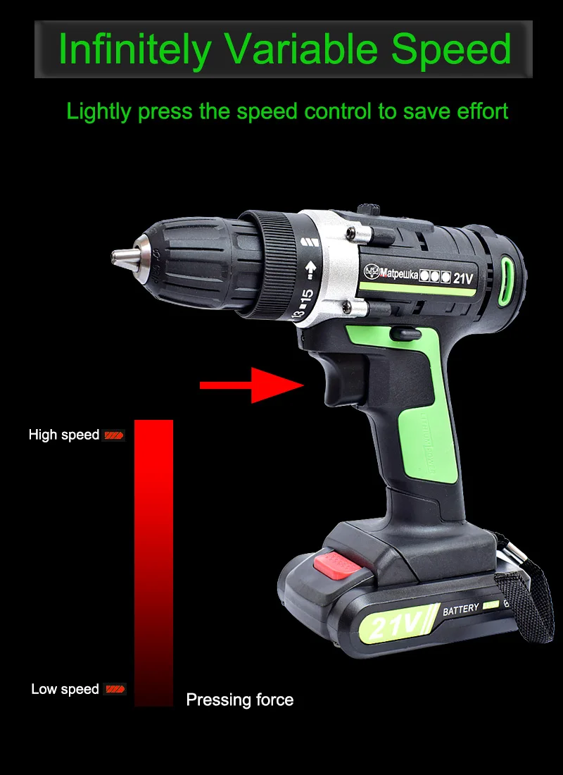 21V Power Tools Household Cordless Electric Screwdriver Lithium-ion Battery Screwdriver Rechargeable Mini Electric Drill+ Gift