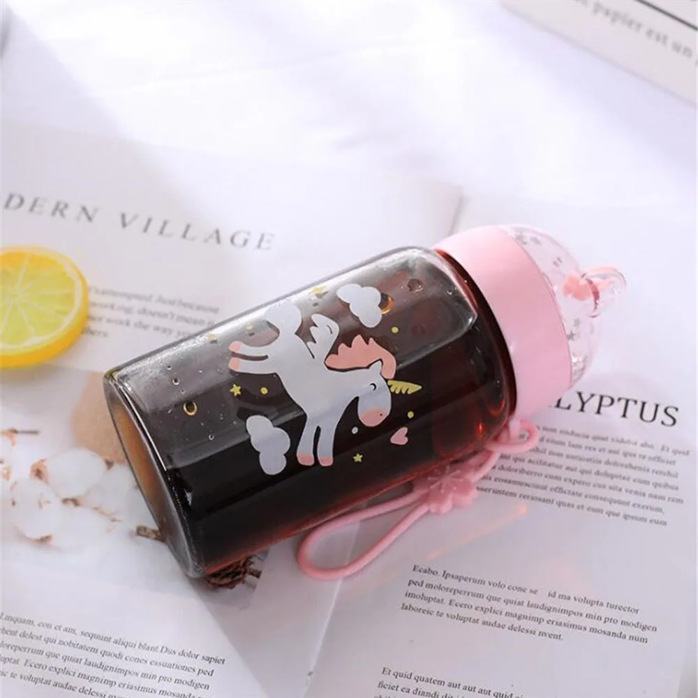 Мультяшная Радужная бутылка для воды прозрачная стеклянная чашка сока чая кофе