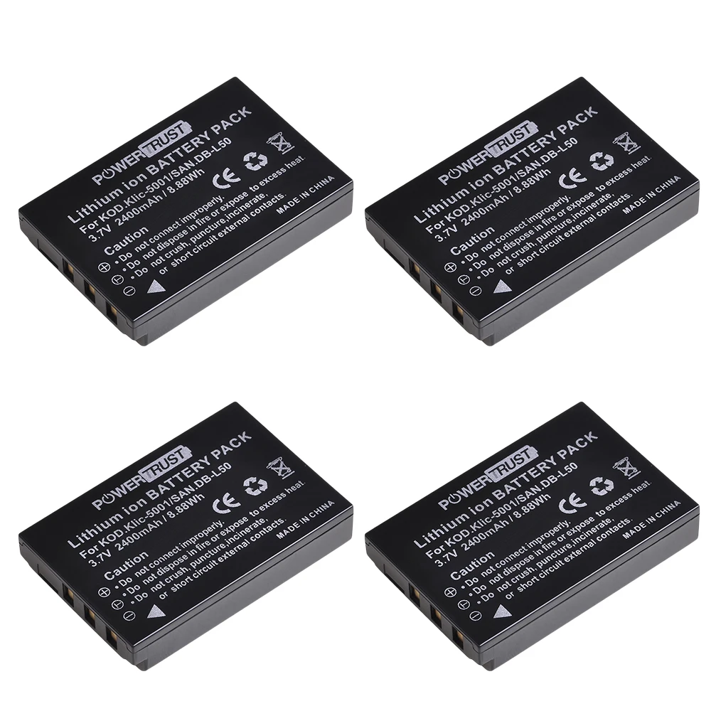 

1x 2400mAh KLIC-5001 DB-L50 Battery for Kodak Easyshare P712 P850 P880 Z730 Z760 Z7590 DX6490 DX7440 DX7590 DX7630 Zoom