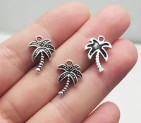 40pcslot 17x12mm palm tree pendants antique silver plated coconut tree charms diy supplies jewelry accessories
