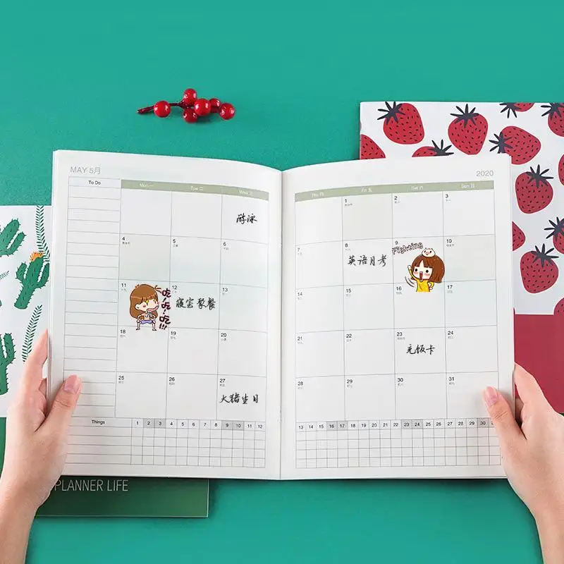 Новинка 2020 планировщик А4 дневник и журналы Kawaii фрукты еженедельная ежемесячная