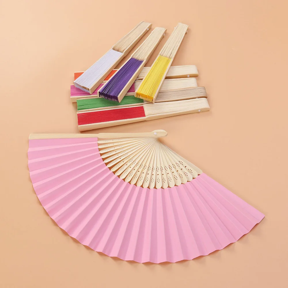 8 шт. складные вентиляторы дерево чистый цвет пустые набор сделай сам дети