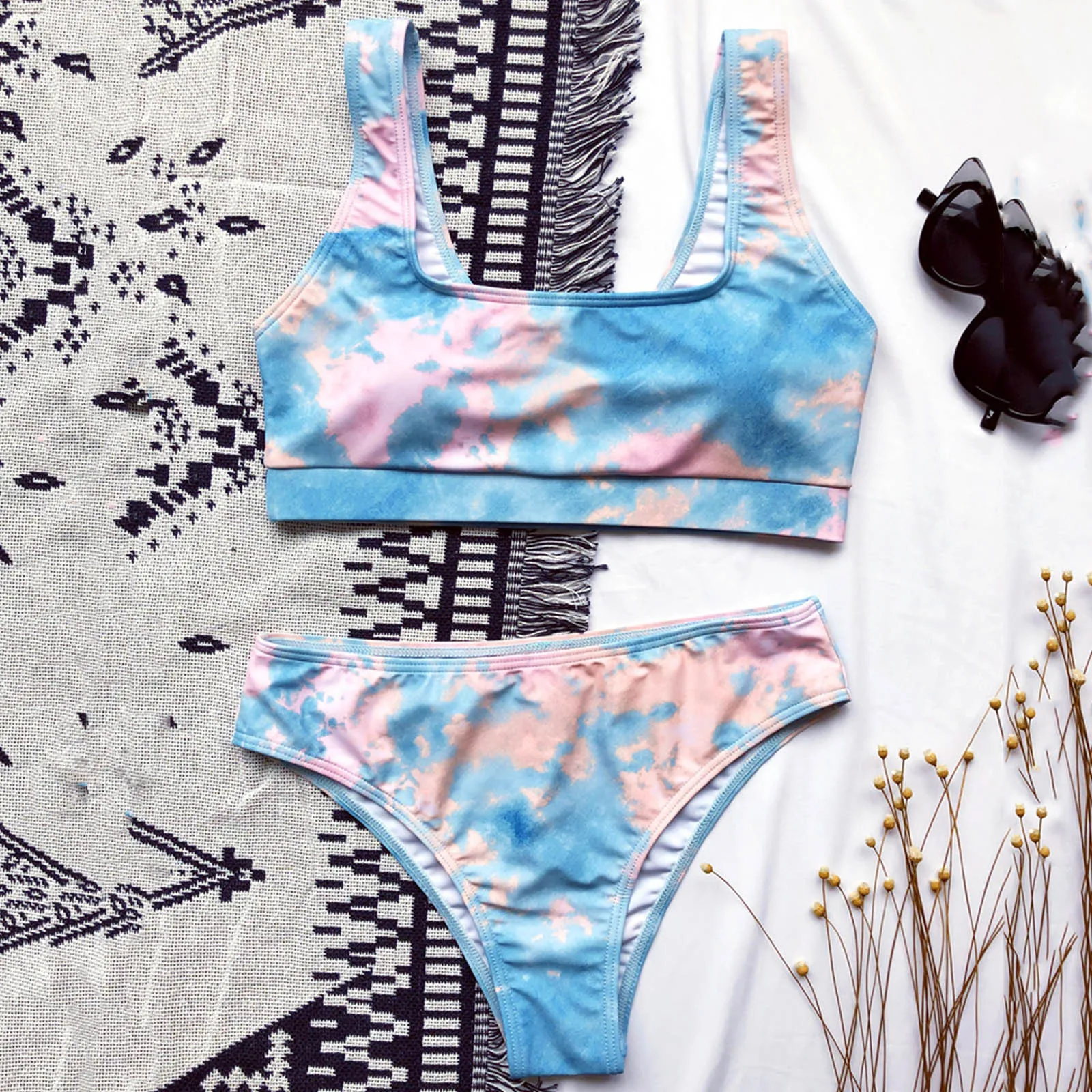 Женское бикини с завязкой бразильские Танкини эффектом пуш ап купальники