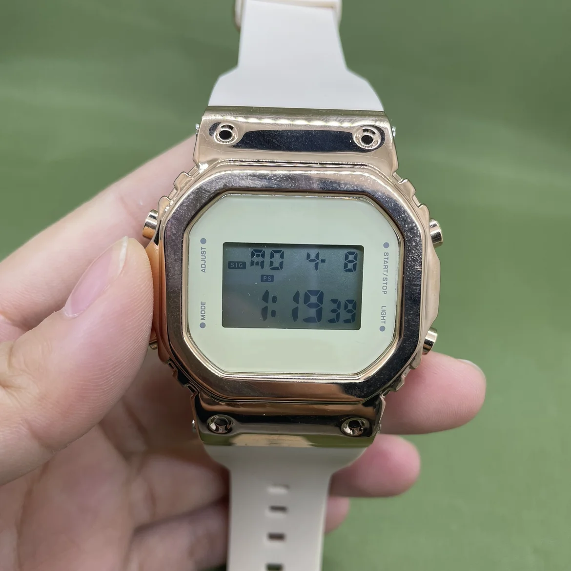 Koop Hoge Kwaliteit Casual Mannen Quartz B-5600 Groene Polshorloge Led Kleine Kubus Digitale Sport Waterdichte Wereld Tijd Koud Licht Shockpr