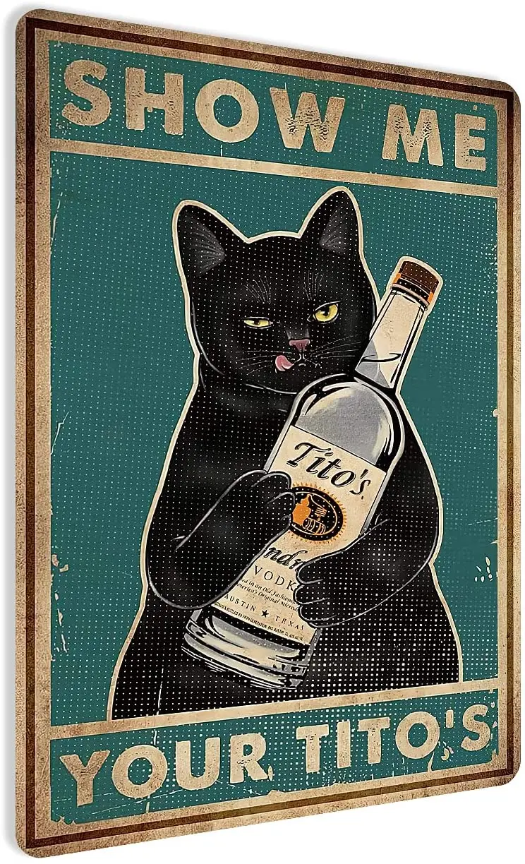 

TonyMetas Vintage Wall Art 12" x 16" Large, Metal Sign Wall Decor for Room Garden Bar Cafe - Show Me Your Tito's