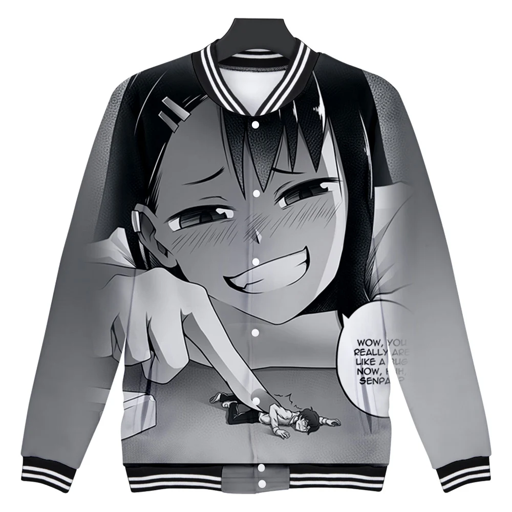 

nagatoro V-neck Baseball Jacket Style Uniform Fashion 3D Casual Sport Winter Coat