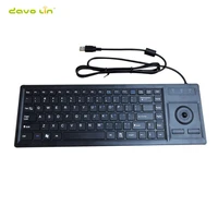 wired usb ps2 plastic industrial keyboard with integrated trackball used for cnc server room cabinet kiosk