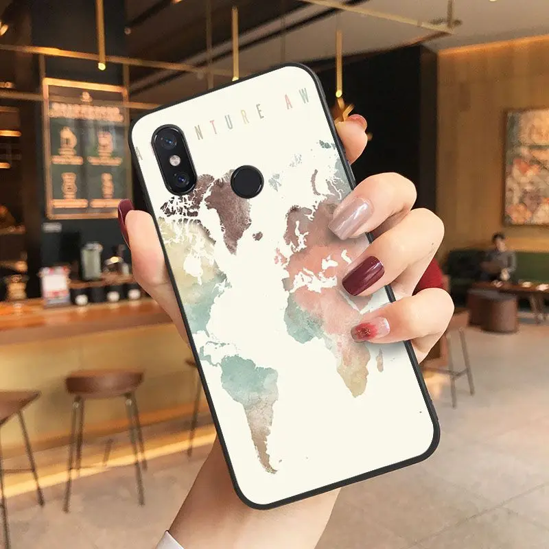 Travel in the world map Plane plans Soft black Phone Case For Xiaomi Mi MIX2 MIX2S MAX2 MAX3  F1 5 Note2 Note3 Coque Shell Cover