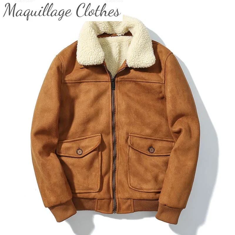 

Мужские зимние замшевые куртки пальто со съемным воротником Теплый Термальность кожаные куртки и пиджаки Мужской Размеры M-3XL ветрозащитны...