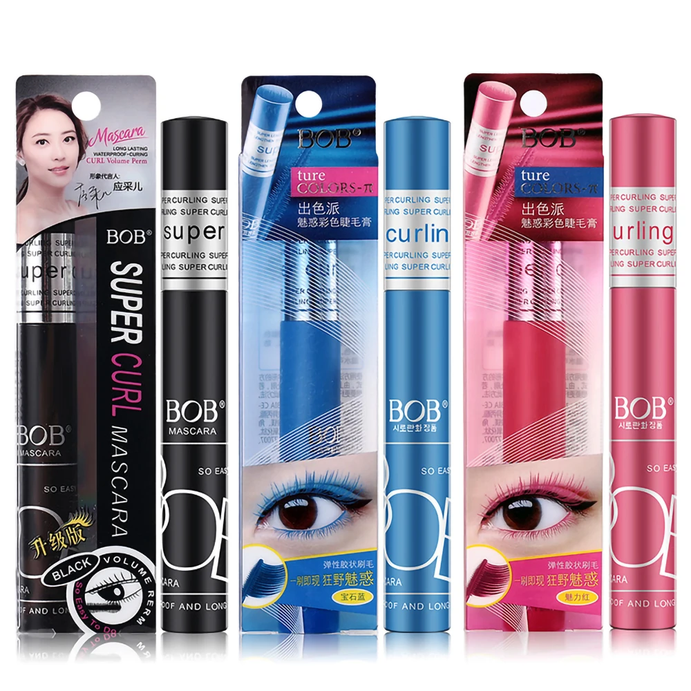 Цветная тушь для ресниц BOB красного синего и черного цвета прочная водостойкая