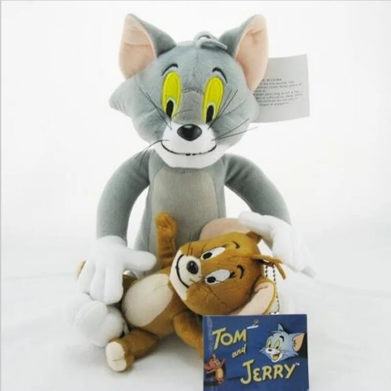 Tom and Jerry 2 шт./компл. том и мышонок Джерри плюшевые игрушки, забавные плюшевые животные куклы для детей Подарки - Цвет: Tom and Jerry
