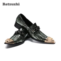 batzuzhi british style men leather dress shoes men handsome gold iron toe business party and wedding shoes men erkek ayak