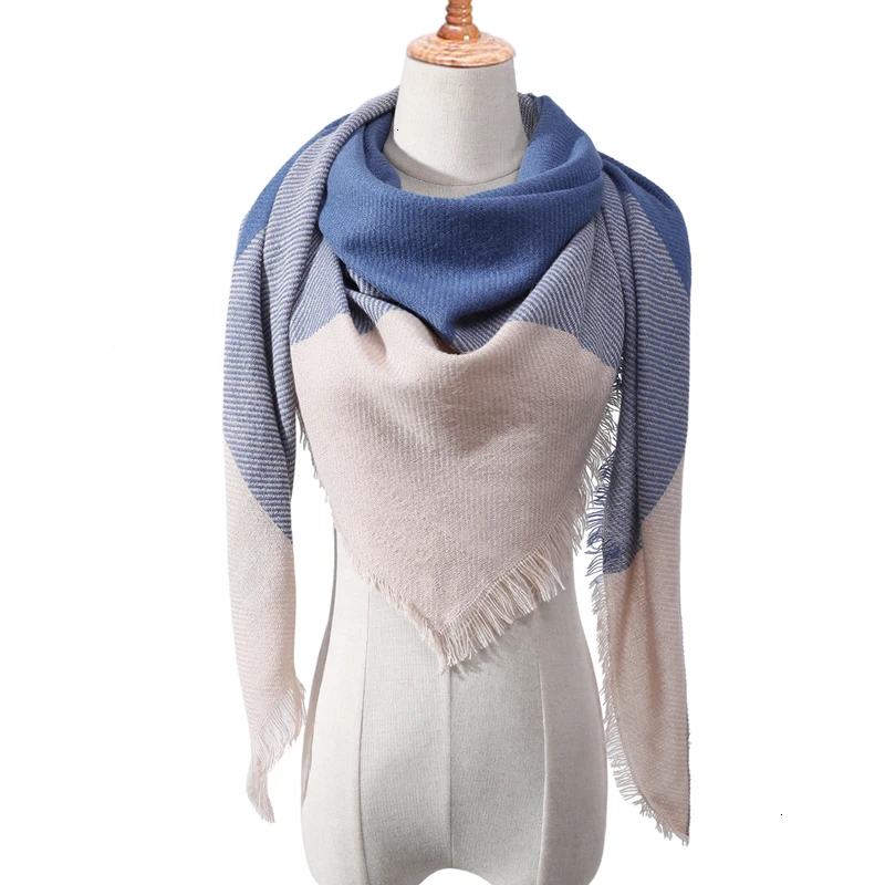 Женский вязаный шарф двойного назначения на весну и зиму, клетчатые теплые кашемировые шарфы, шали, роскошная брендовая бандана, Пашмина, женская накидка