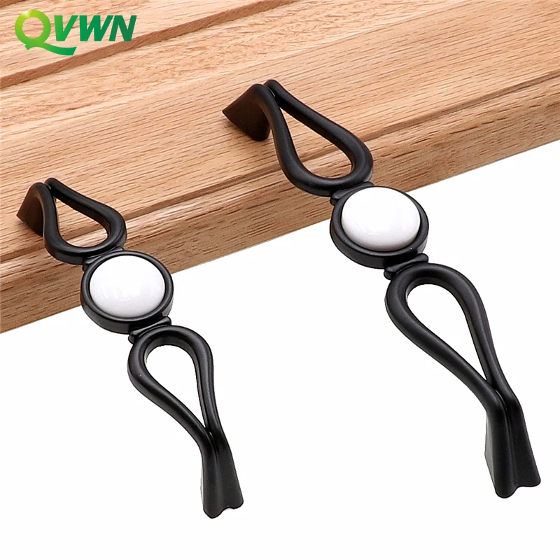 QVWN Черный Белый Керамический кухонный шкаф ручки для мебели ручка аксессуары
