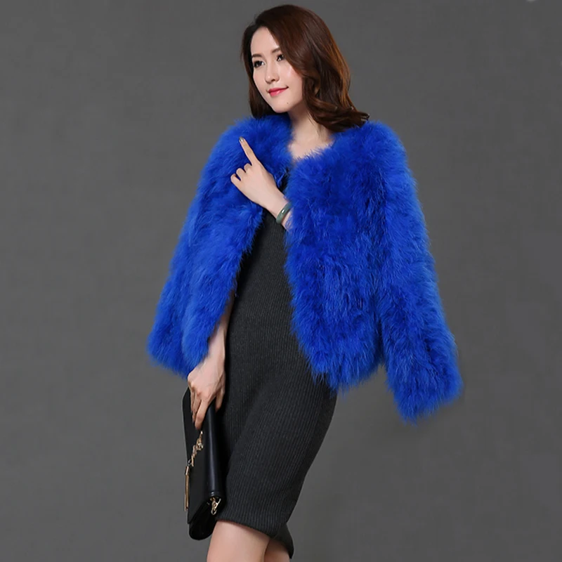 royal blue Pudi, новинка, Женское пальто из натурального меха страуса карамельного цвета, Женское пальто из турецкого меха,, повседневная короткая куртка-парка CT902 - Цвет: royal blue