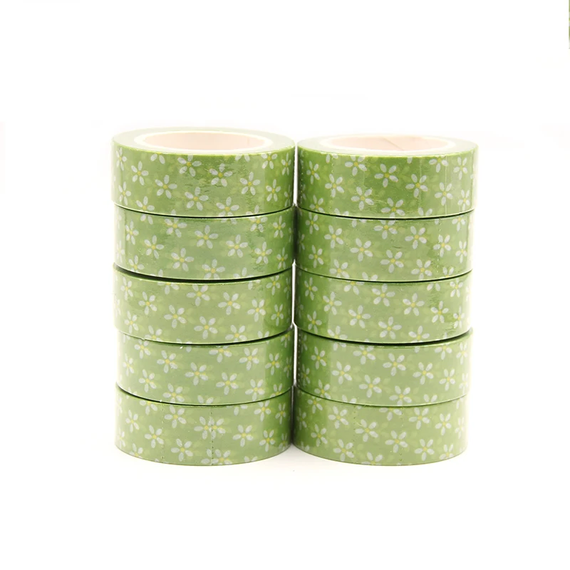 

10pcs/lot 15mm*10M Happy Easter's Day Green Small Floral Flower Decorative Washi Tape Scrapbooking Masking Tape Stationery