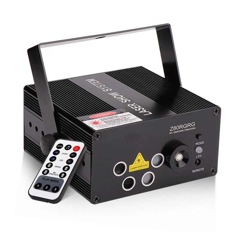 DJ лазерный проектор Красный Зеленый Синий красочные 80 узоров со светодиодное