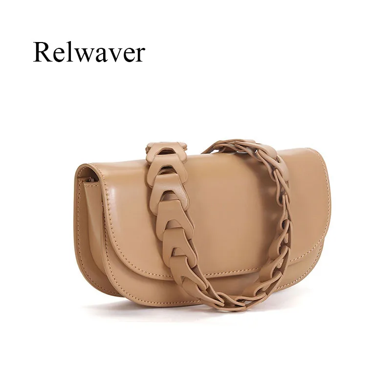 

Cowhide women bag knitting strap flap bag fashion underarm bag niche crossbody bags for women