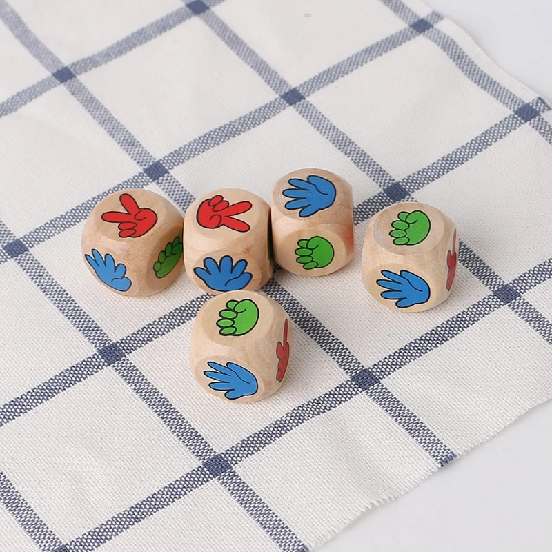 

5pcs Drinking Game Rock Paper Scissors Finger-Guessing 20mm Wood Dice Bar Toys