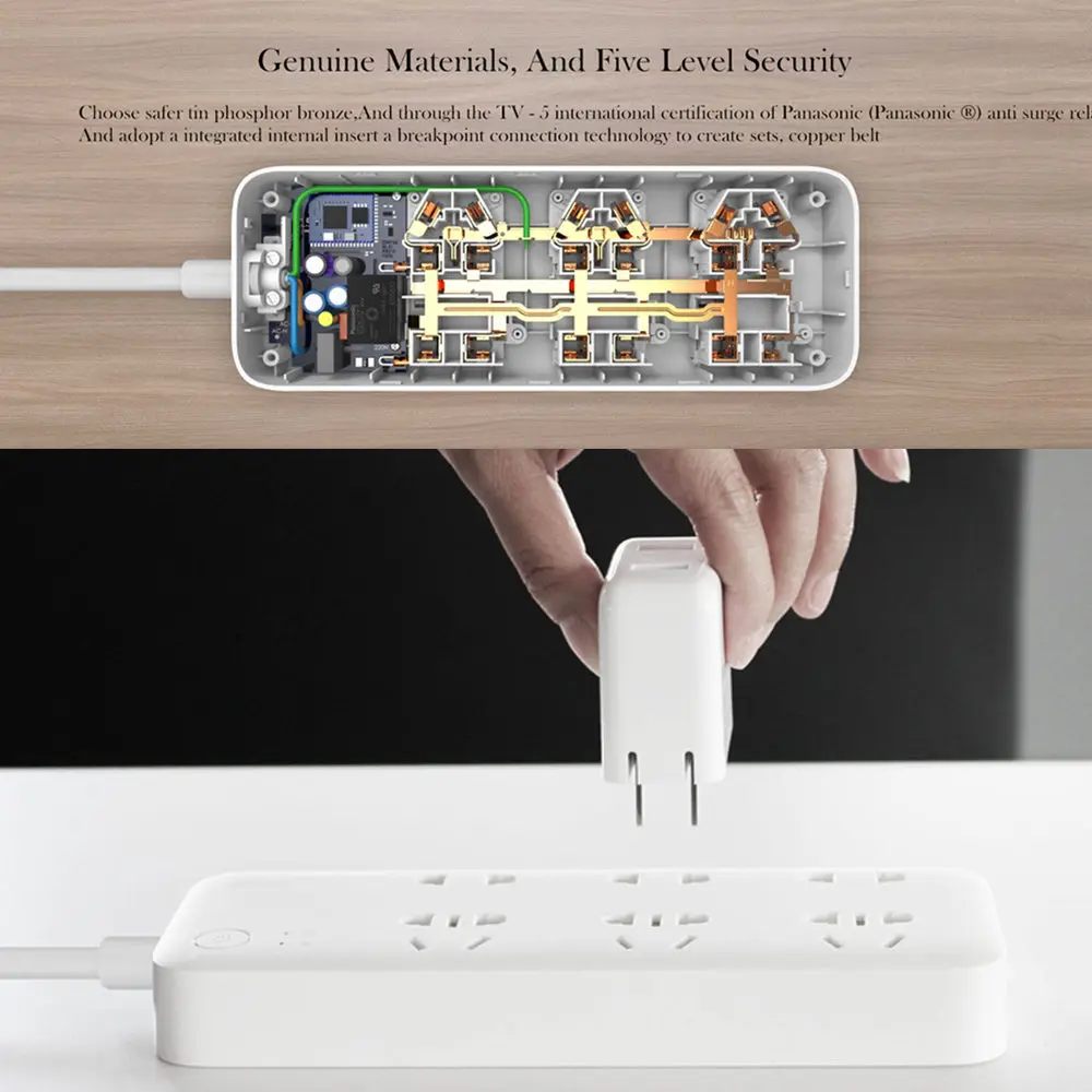 Оригинал Xiao mi Smart power Strip вилка плата патч 6 портов 2500 Вт с Phone APP Беспроводное