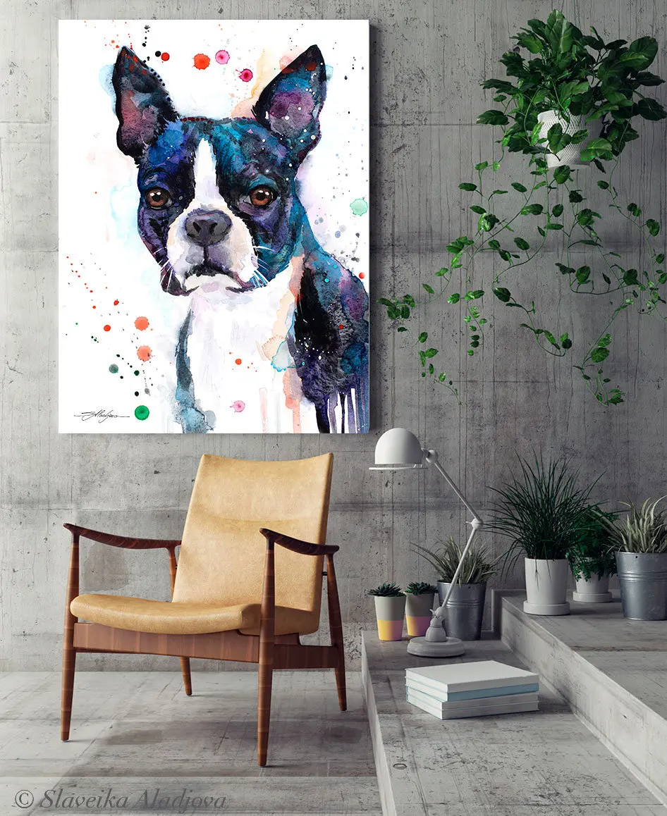 Картина с изображением Бостонского терьера рисунок славянки аладjova животное