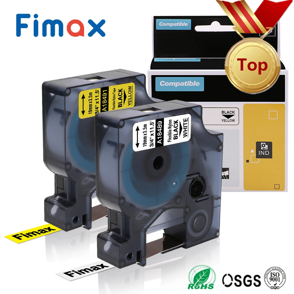 Fimax 1 шт. 18489 18491 совместимый с dymo гибкая нейлоновая ламинированная этикетка лента