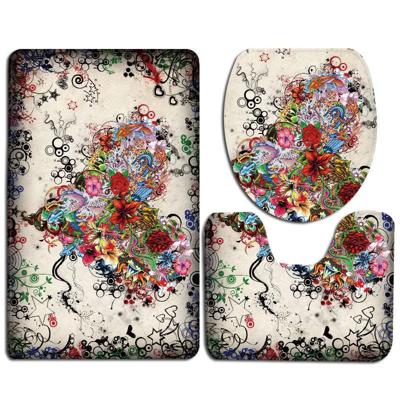 

3PCs Valentine's Day Toilet Mat Three-Piece Bathroom Door Mat Living Room Carpet