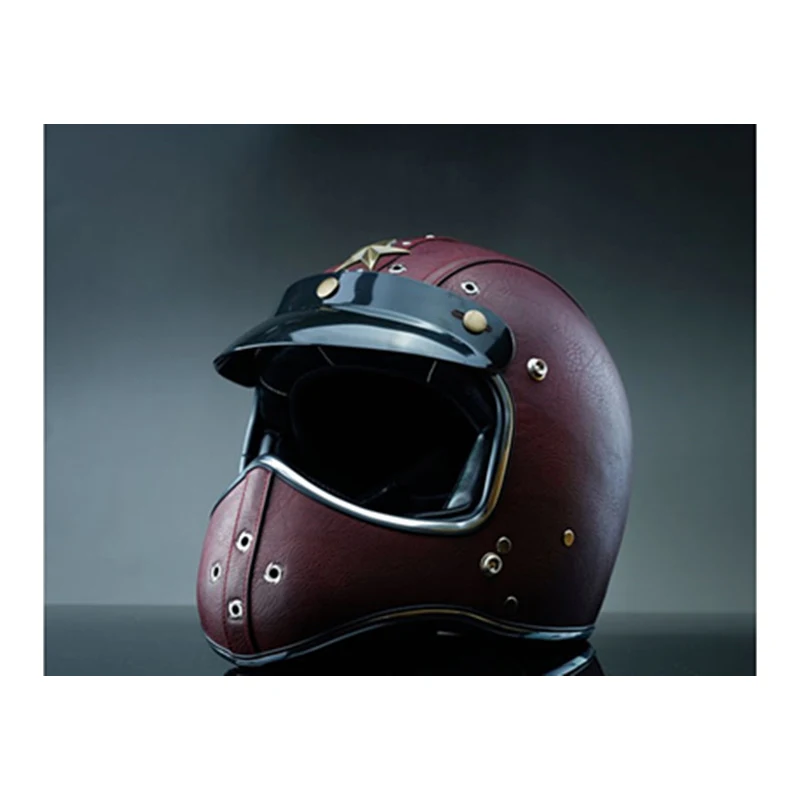 Мотоциклетный шлем в стиле ретро мотоциклетный с закрытым лицом кафе