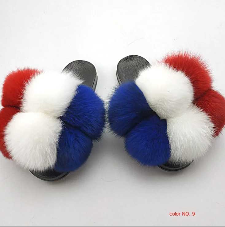 

Fluffy Raccoon Fur Slippers Shoes Women Fox Fur Flip Flop Flat Furry Fur Slides Outdoor Sandals Woman Amazing Shoes Drop Ship