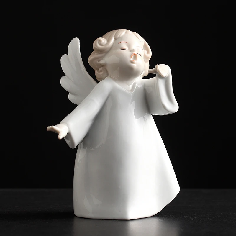 Изысканное изготовленное вручную фарфоровый ангел фигурки с изящным кукольным