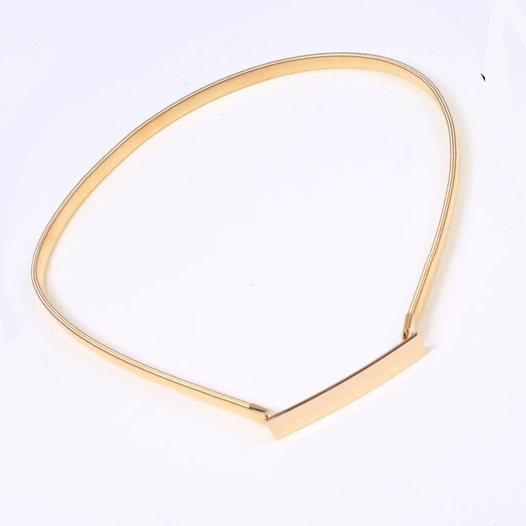 

Women's Mirror Elastic Metal Waist Chain Waistband for Dress
