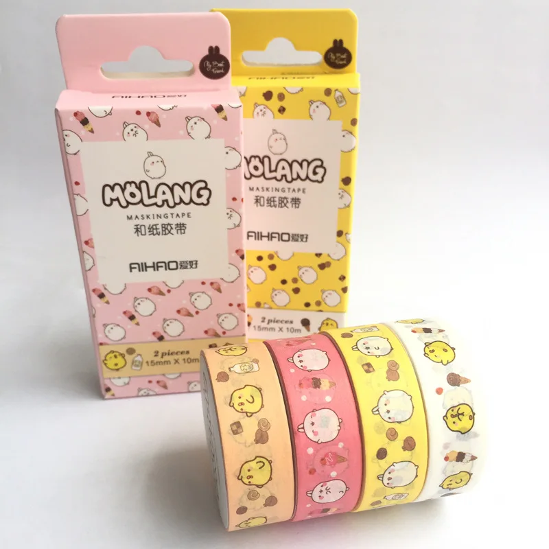 24 упак./лот Творческий Molang ПЭТ васи лента клейкая DIY Скрапбукинг Стикеры этикетки