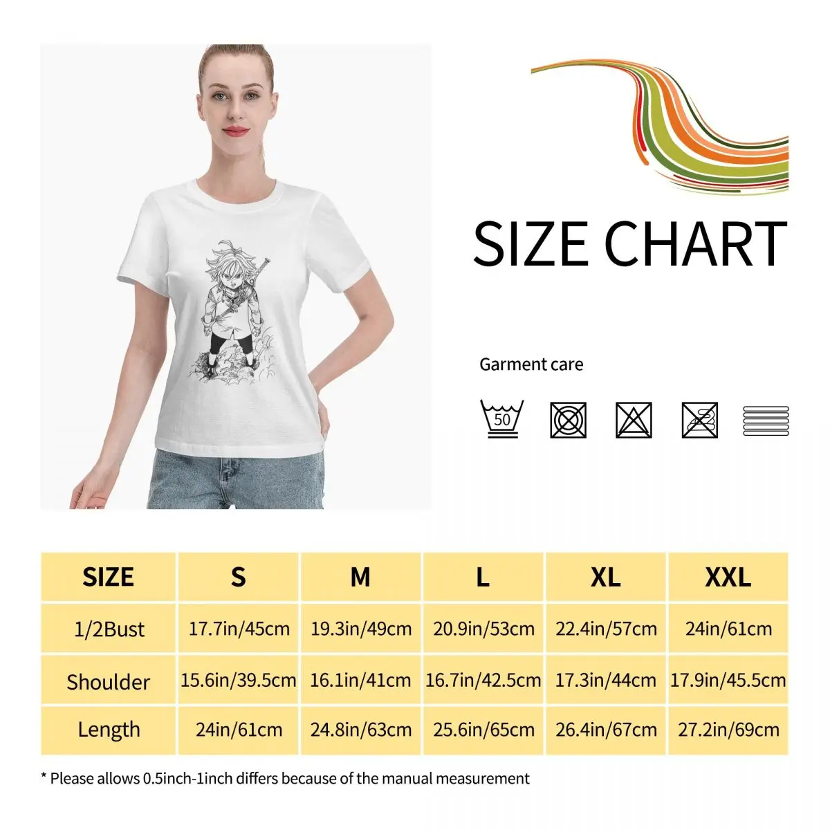 

Anime Fans Meliodas 5 womans tshirts Soft and comfortable Short sleeveRound neck T-shirt