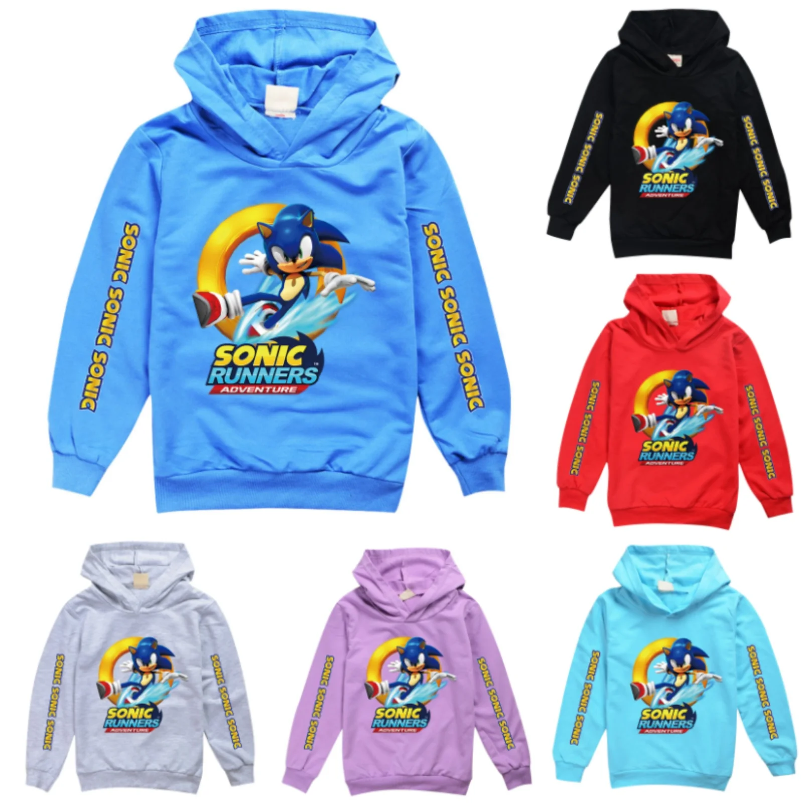 

Sonic Kids Autumn Tops Hoodies Sweatshirt T shirt Clothes Hooded Shirts Baby Girls Teenager Cotton Clothing Thin Tops XMAS Gifts