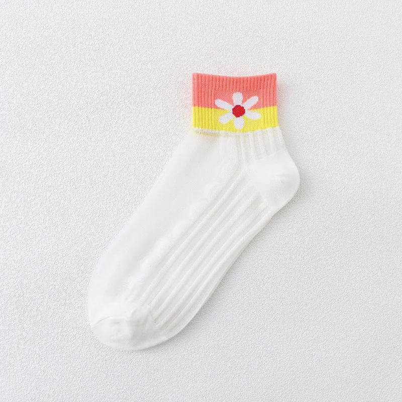 

Cartoon Socks Women Flowers Cotton Sock for Woman Colorful Adult Kawaii Ladies Elegant Short Sox Spring Summer Trendy Calcetines