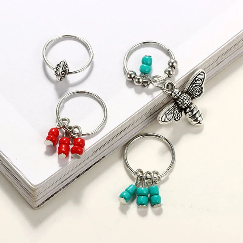 Набор из 7 штук бухо-заколок для волос для женщин и девочек, украшенных бусинами для кос и дредлоков, ювелирных изделий, свадебного декора и аксессуаров в виде кругов.