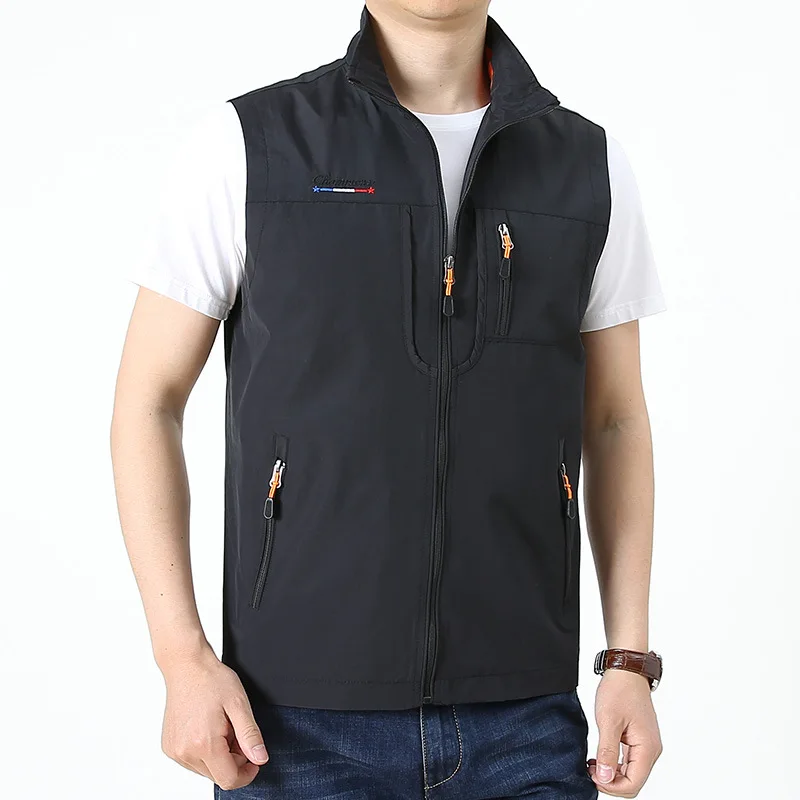 Повседневная Теплая мужская весенняя куртка с несколькими карманами без рукавов