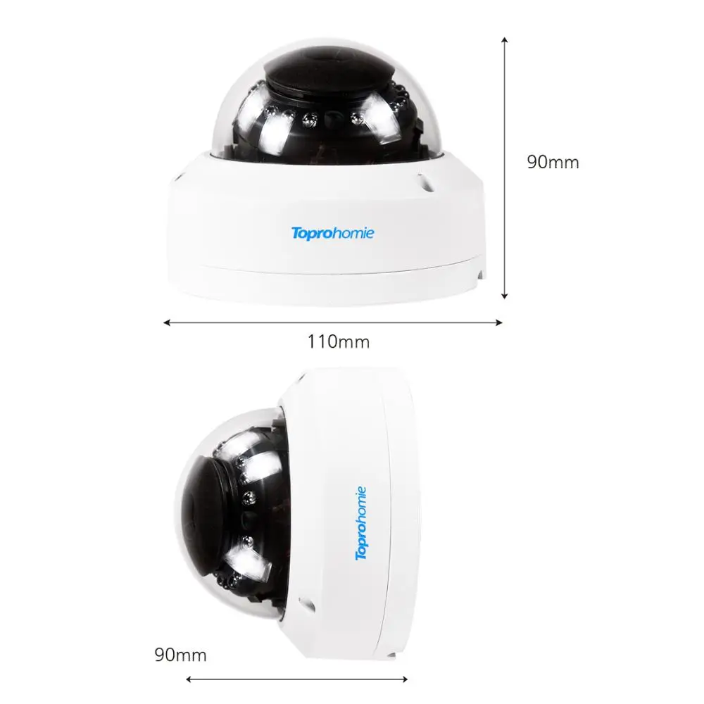 TOPROHOMIE 8CH CCTV H.265 + 5MP POE NVR 4MP Vandalproof камера безопасности Система Аудио Звук