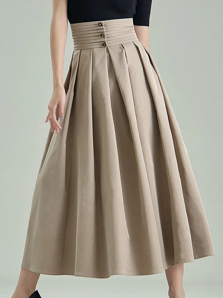 LANMREM Женская юбка абрикосового цвета 2023 ВЕСНА Новинка Высокая талия