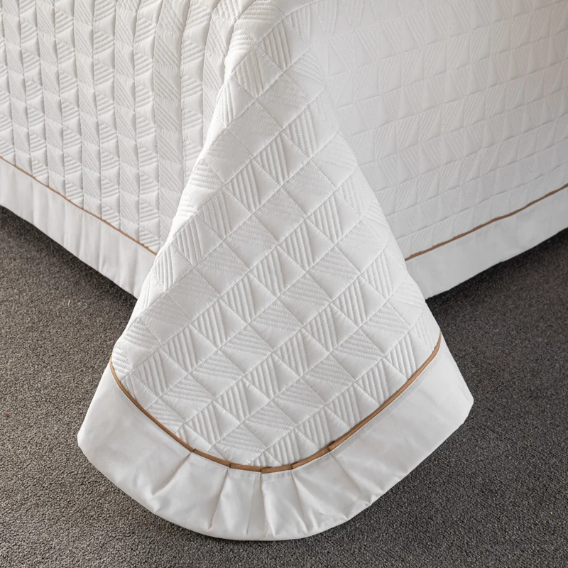 

Luxury White Diamond Quilted Polyester/Cotton Bed Skirt Bedspread Quilt Set 1/3PCS Coverlet Bed Cover Pillowcases Summer Blanket