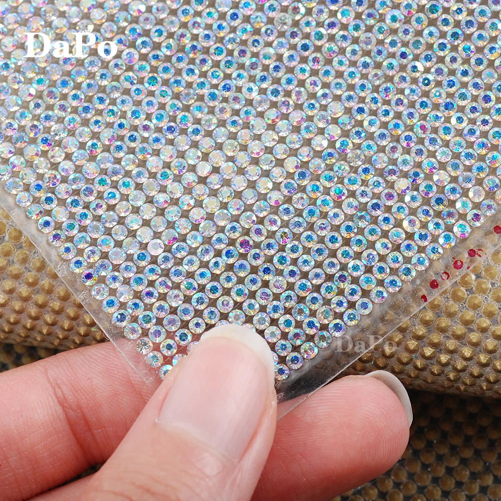 

24*40cm SS6 17 Colors Glass Rhinestone Trim Crystal Beaded Applique Hotfix Iron On Strass Mesh Banding In Roll For Wedding Dress