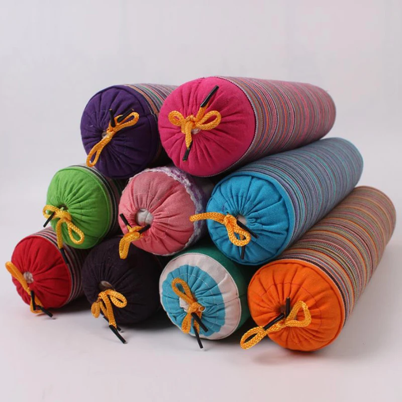 Шейная подушка в полоску для йоги старая грубая ткань гречневая забота о