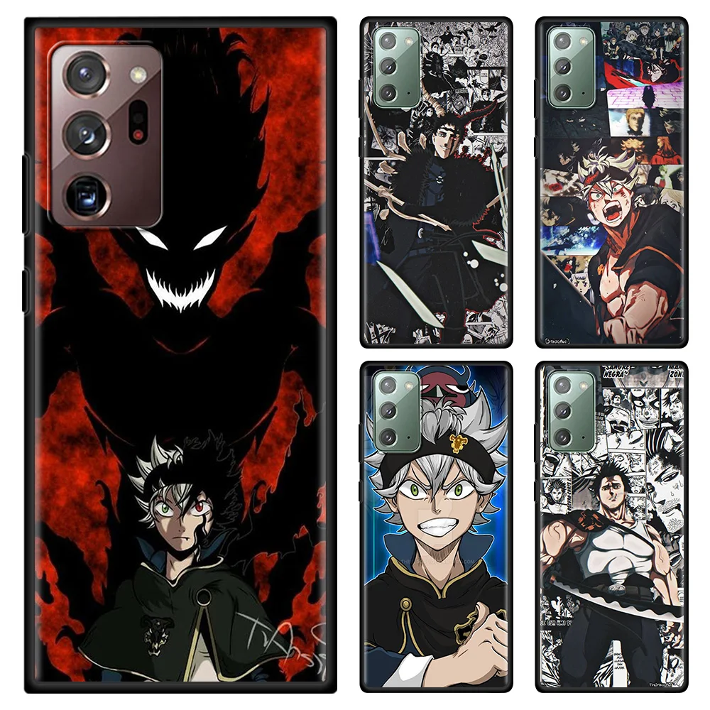 

Black Clover Phone Case For Samsung Note 20 Ultra 10 Lite Plus 9 8 Shell Black TPU Silicone Cover Capa Fundas Para Coque